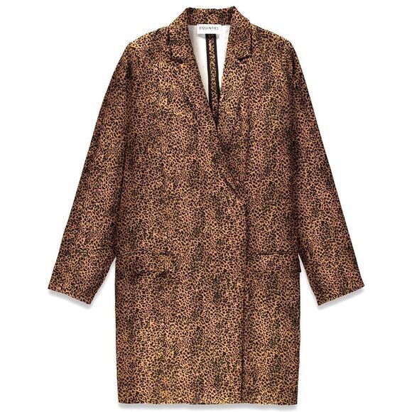Essentiel Antwerp Tracy Leopard Micro Print Coat Dress - Picture 1 of 16